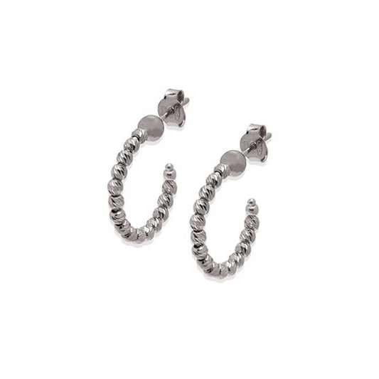 Side view of Sterling Silver Rhodium plated Bead Earrings