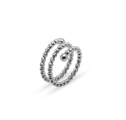 The Italian collection from Desmos presents the Sterling Silver Gold plated Bead Wrap Around Ring. With a high precision diamond cut 2.50 mm bead, this ring is both elegant and durable. Perfect for adding a touch of sophistication to any outfit.