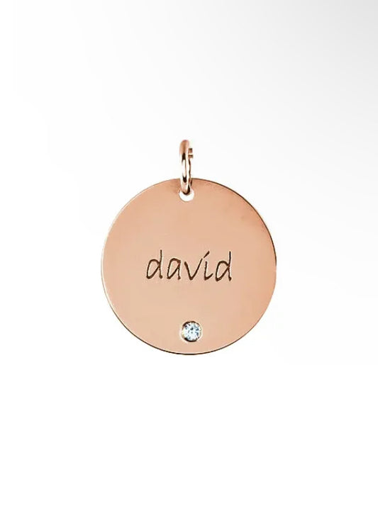 Large Engravable Diamond Gold Disk Front view
