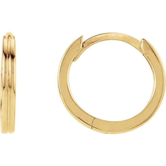 Front and side view of 14k Yellow Gold Hoops Earrings 1.5 mm