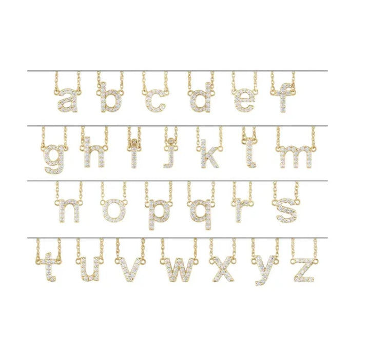 Lowercase Diamond Initial Pendant Necklace Front view