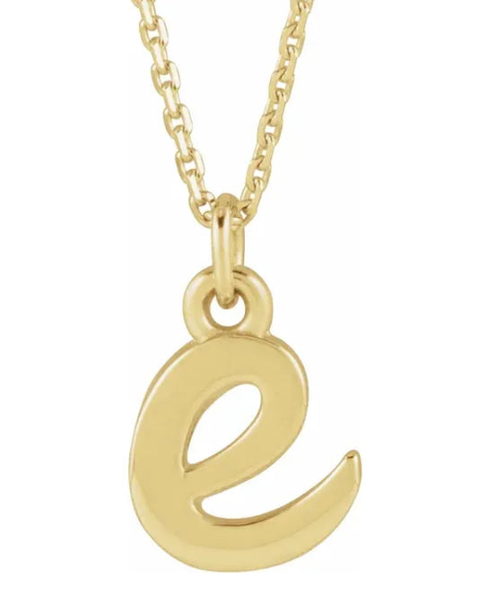 Initial Yellow Gold Pendant Necklace Front view
