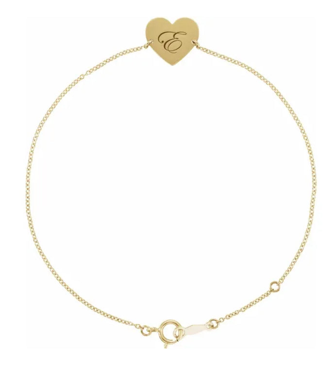 Personalized Heart Bracelet Top view clasp fastened