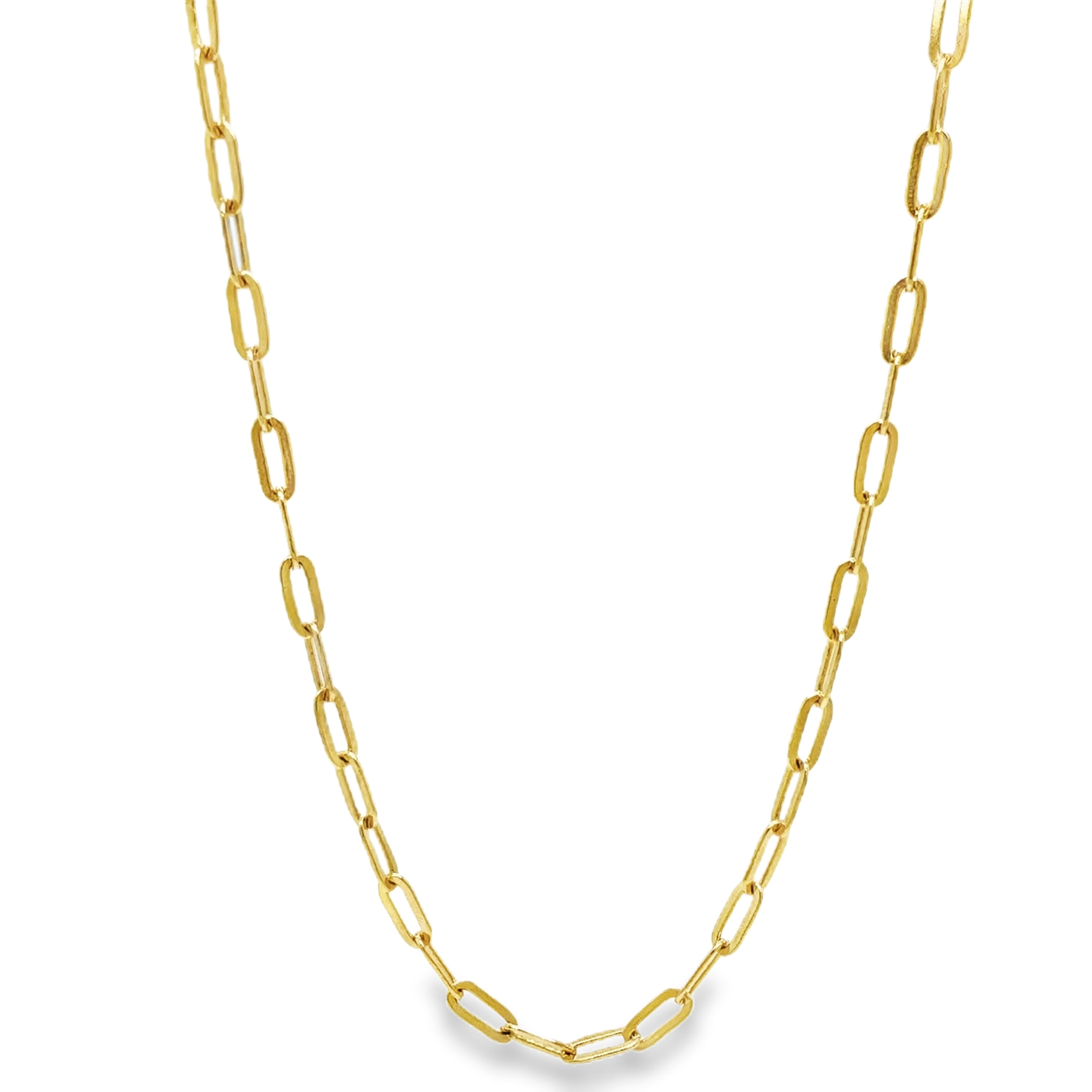 Indulge in luxury with our 14K Italian Small Open Link Chain Necklace. Expertly crafted in Italy, this 24" long necklace is made with 14k yellow gold, weighing 10.69 grams. Elevate your style with this elegant and exclusive piece.