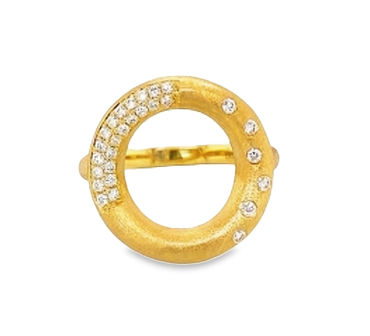 Diamond Open Circle Italian Ring With Matte Finish