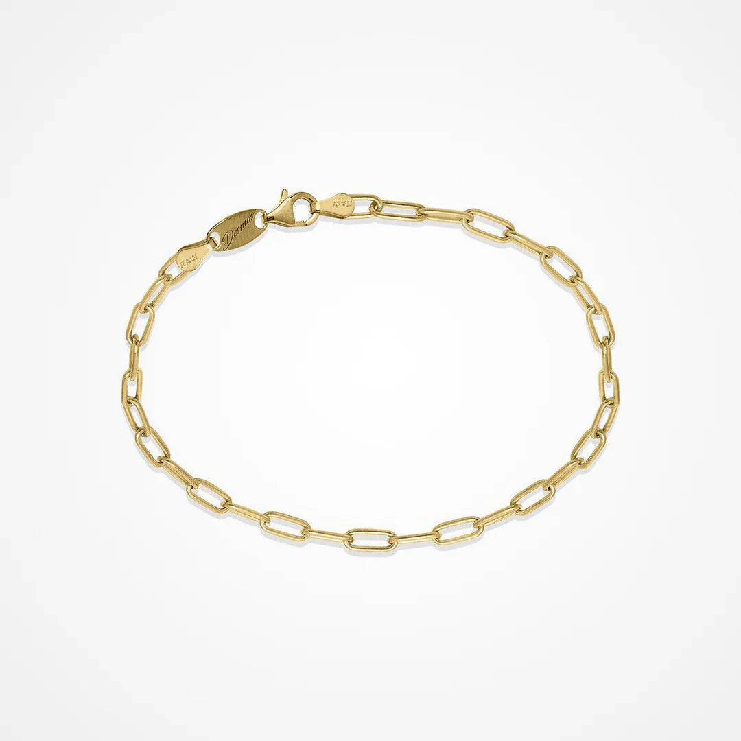 Top view of fastened Italian Made Yellow Gold Plated Paperclip Bracelet