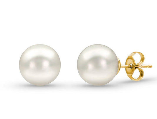 South Seas Cultured Pearl Stud Earrings 10.00 mm Front and Side View