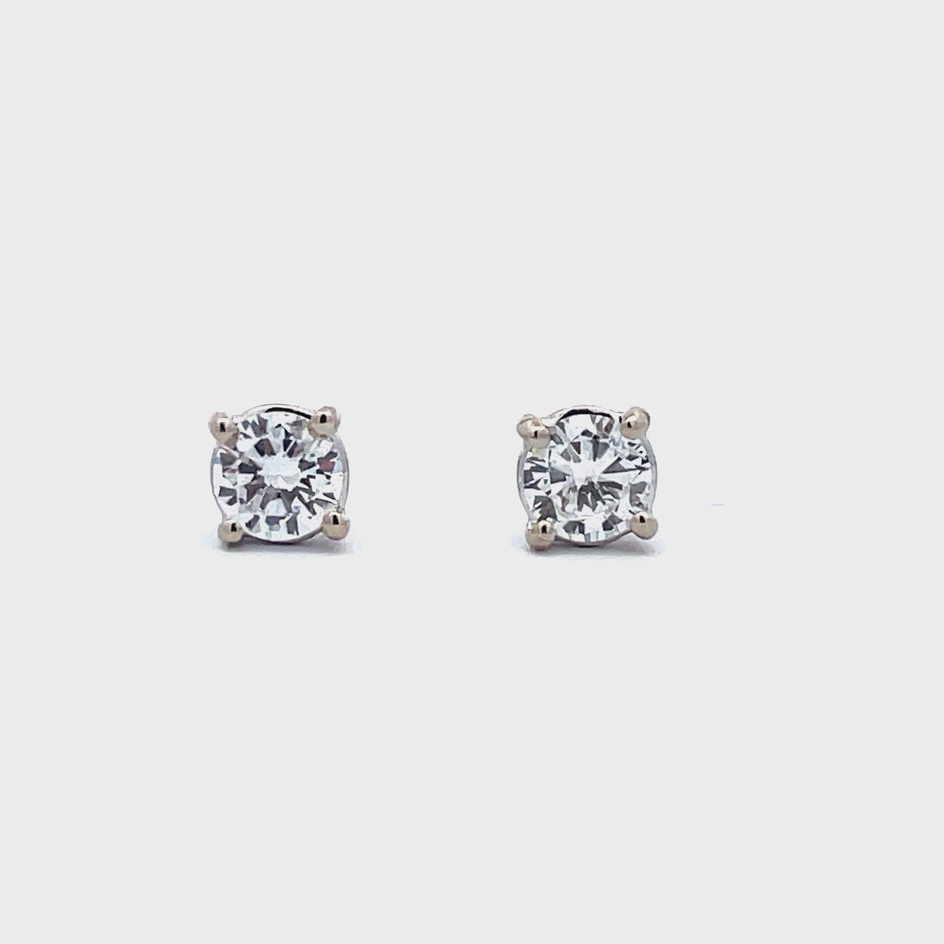 Watch front and side video view Diamond Studs 0.50 cts White Gold
