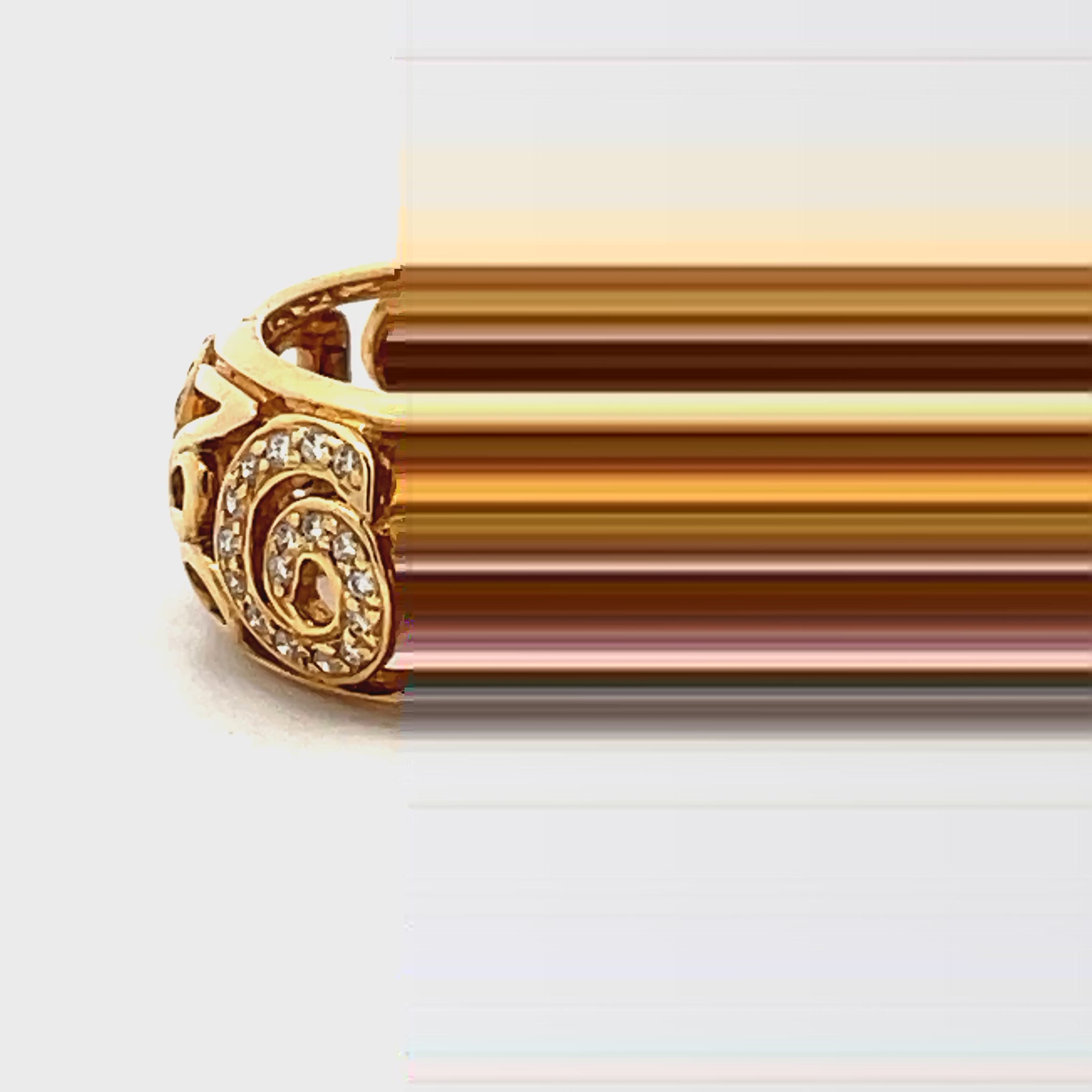 Try on video of 18k Yellow Gold Wide Talisman Diamond Ring