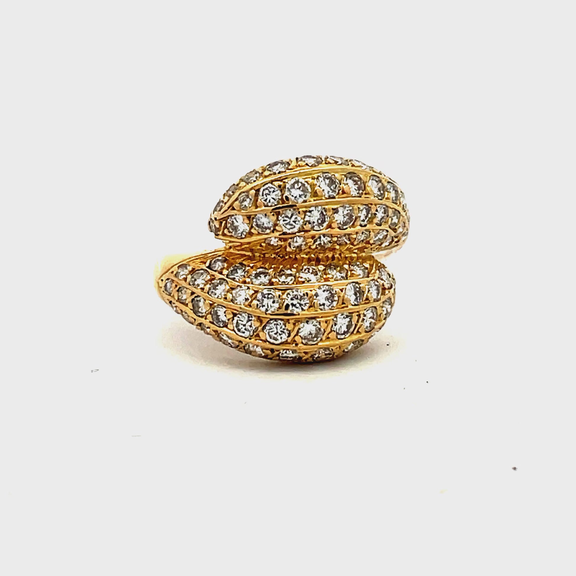 Try view of Estate 14k Yellow Gold Criss Cross Diamond Pave Ring 