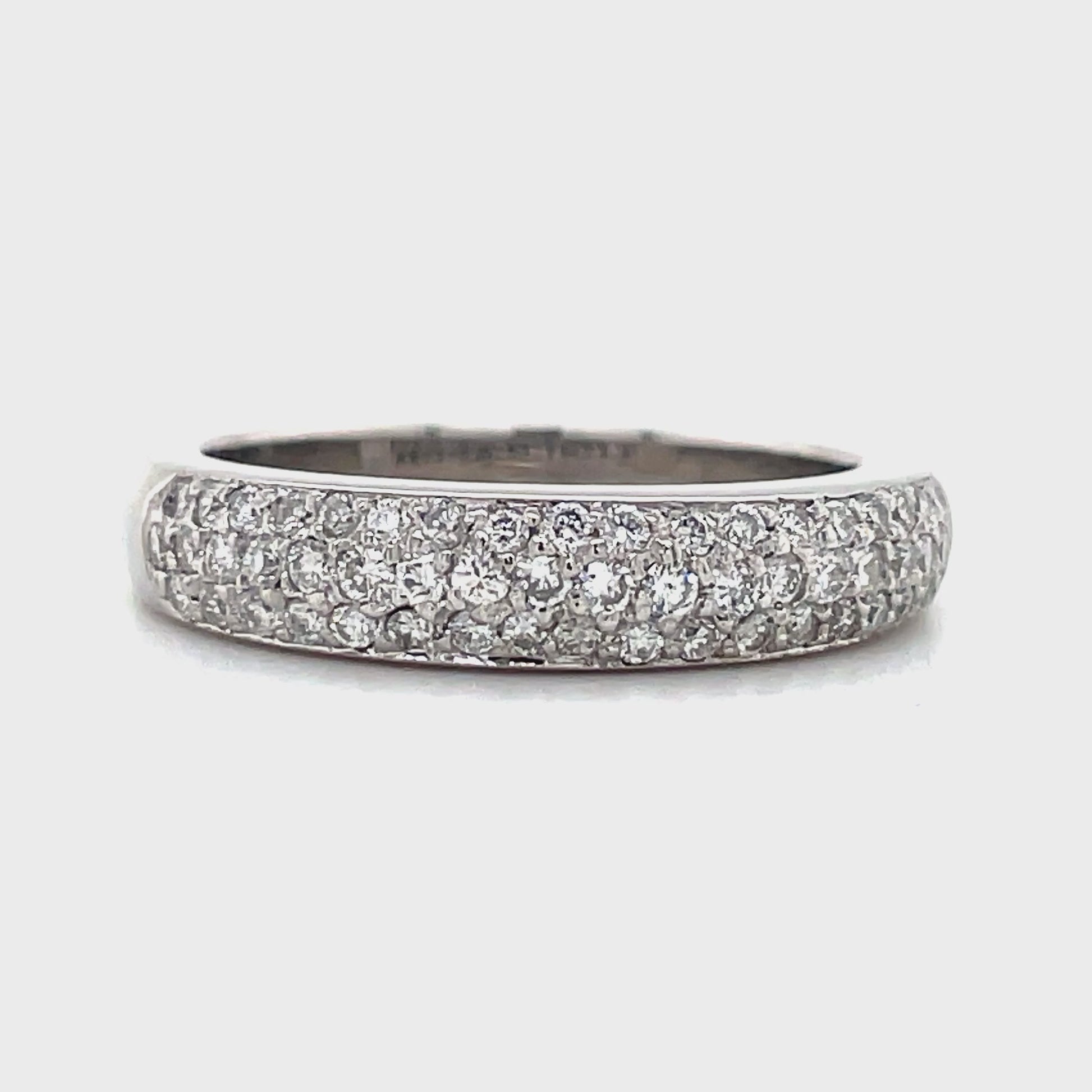 Front and Side View Anniversary Diamond White Gold Ring 0.75 cts