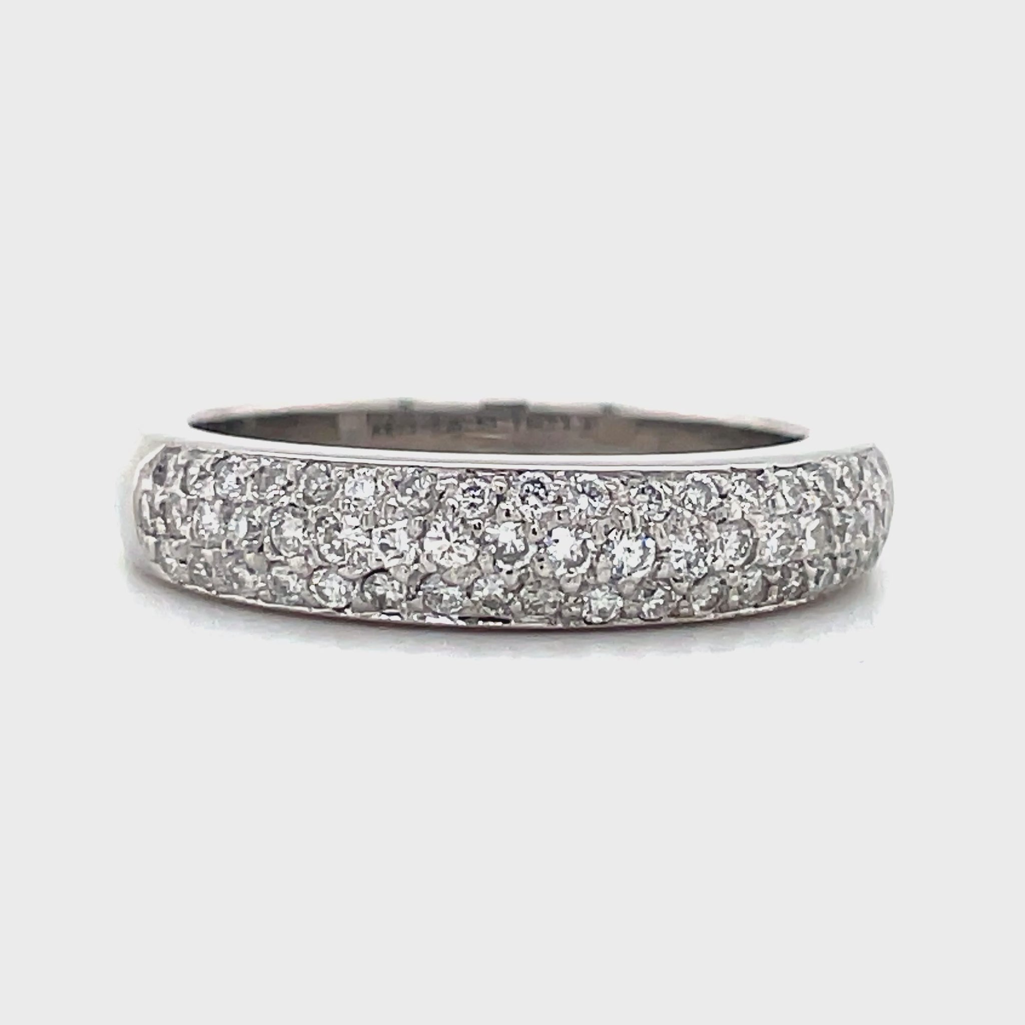 Front and Side View Anniversary Diamond White Gold Ring 0.75 cts