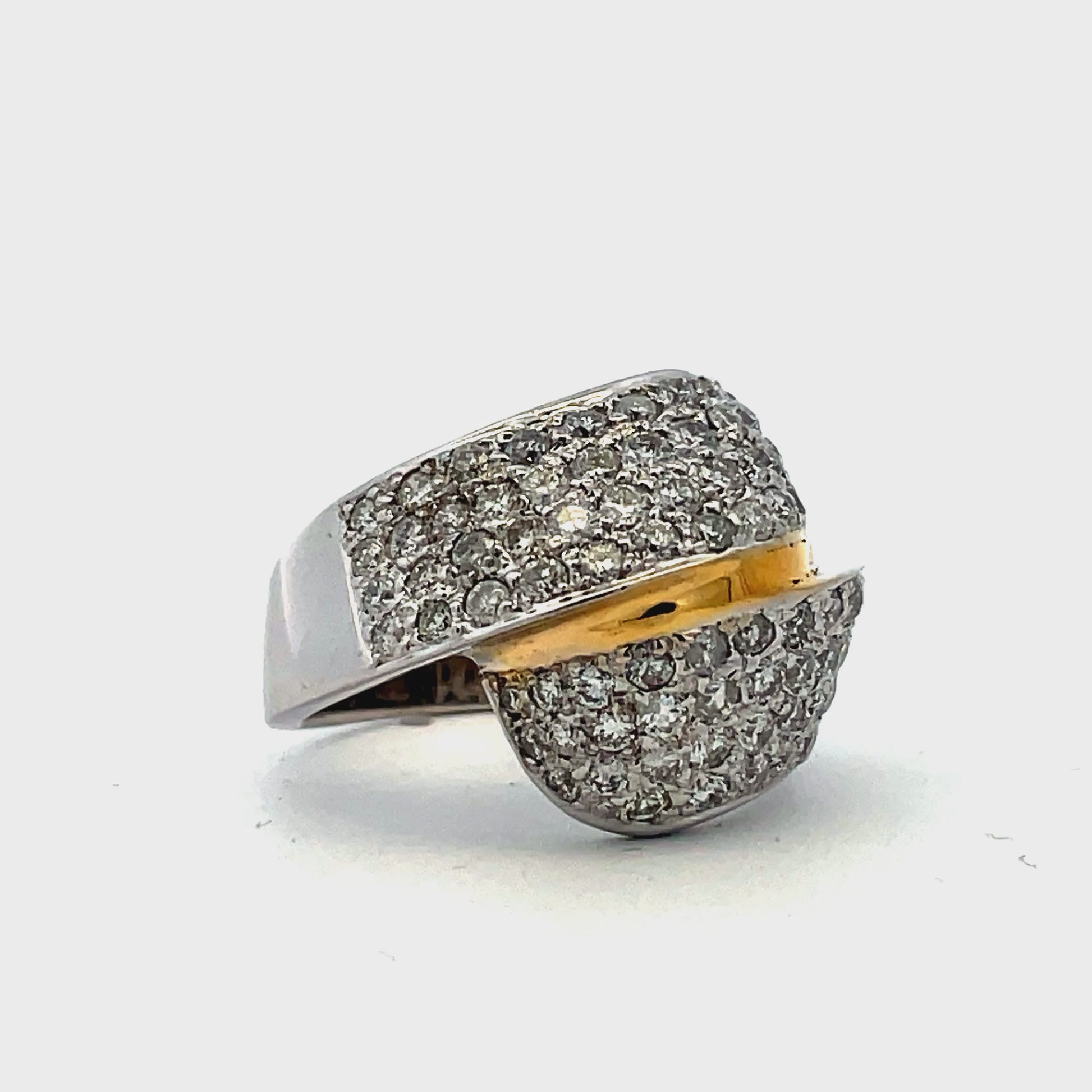 Try on video of 18K Italian Made Two Tone Gold Ying-Yang Diamond Ring 2.03 cts 
