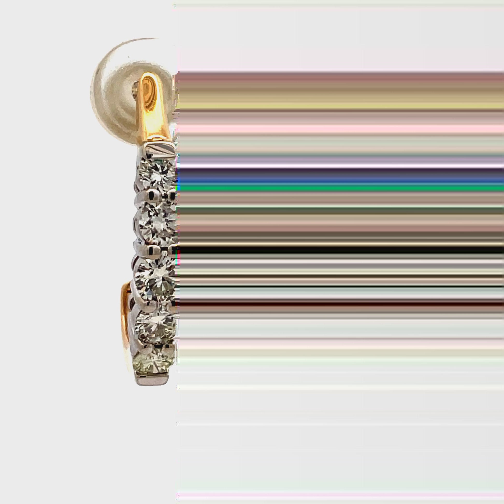 Watch video of front video of Two Tone Diamond Sleek Hoop Earrings 1.50 cts