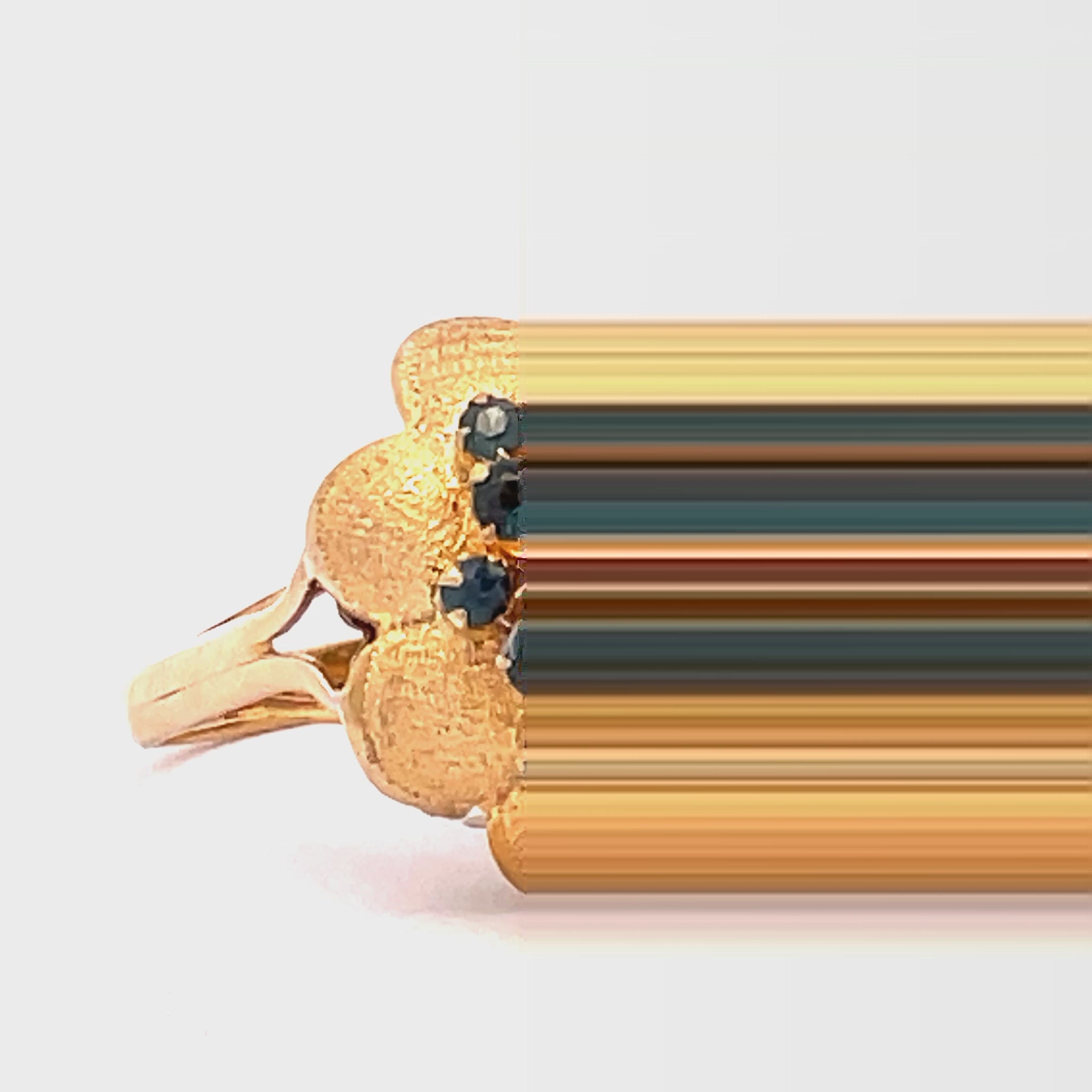 Watch video of front and side view Estate Sapphire Yellow Gold Ring