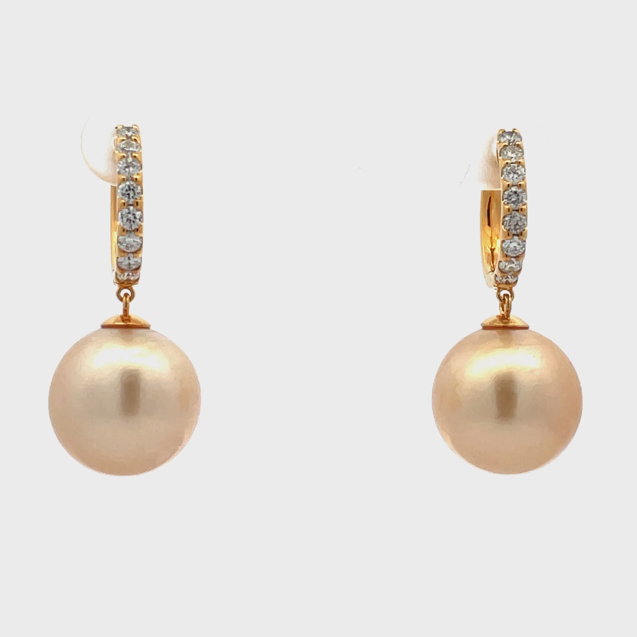 Try on video of South Seas and Diamond Huggie Earrings 14.00 mm