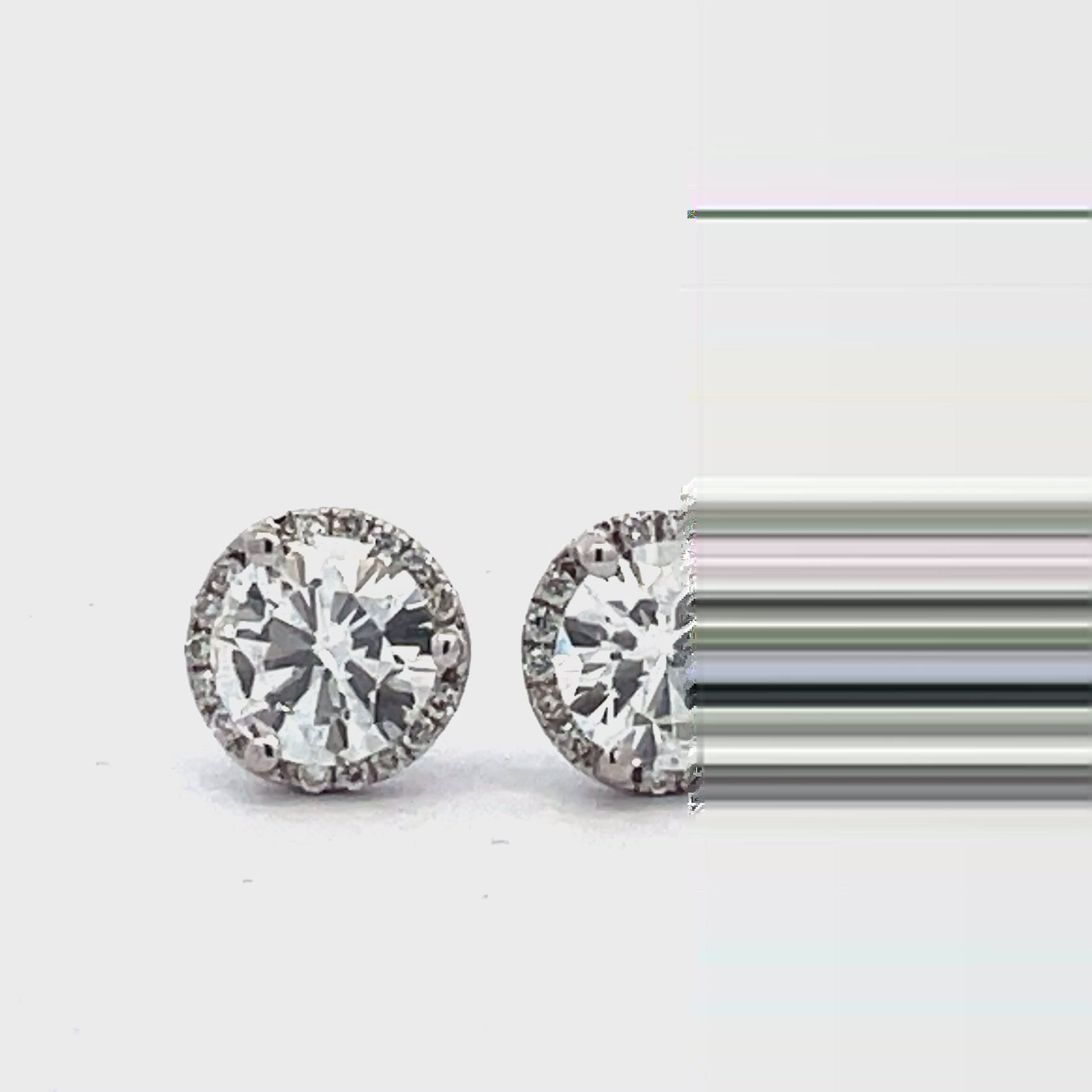 Try on video of 18k White Gold Diamond Studs with Diamond Jackets 1.75 cts 