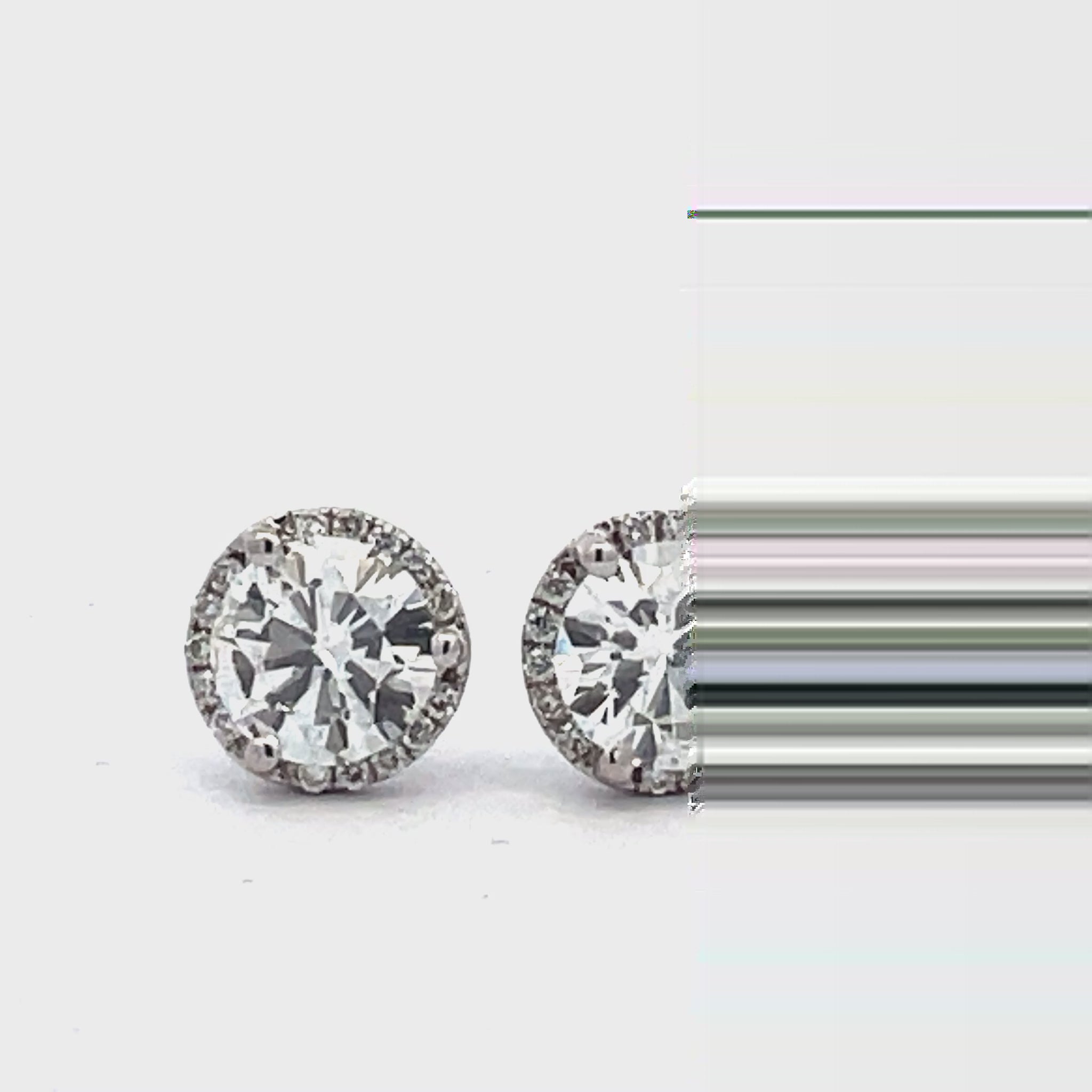 Try on video of 18k White Gold Diamond Studs with Diamond Jackets 1.75 cts 