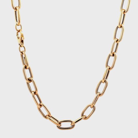 Front view of 14K Italian Made Yellow Gold Large Open Links 18" 