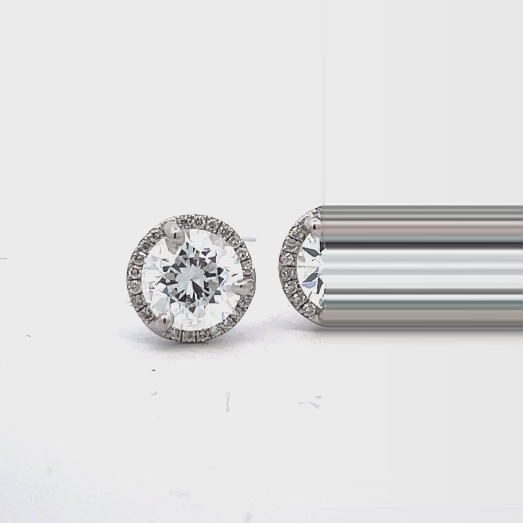 Try on video of 18k White Gold Diamond Studs with Diamond Jackets 2.35 cts