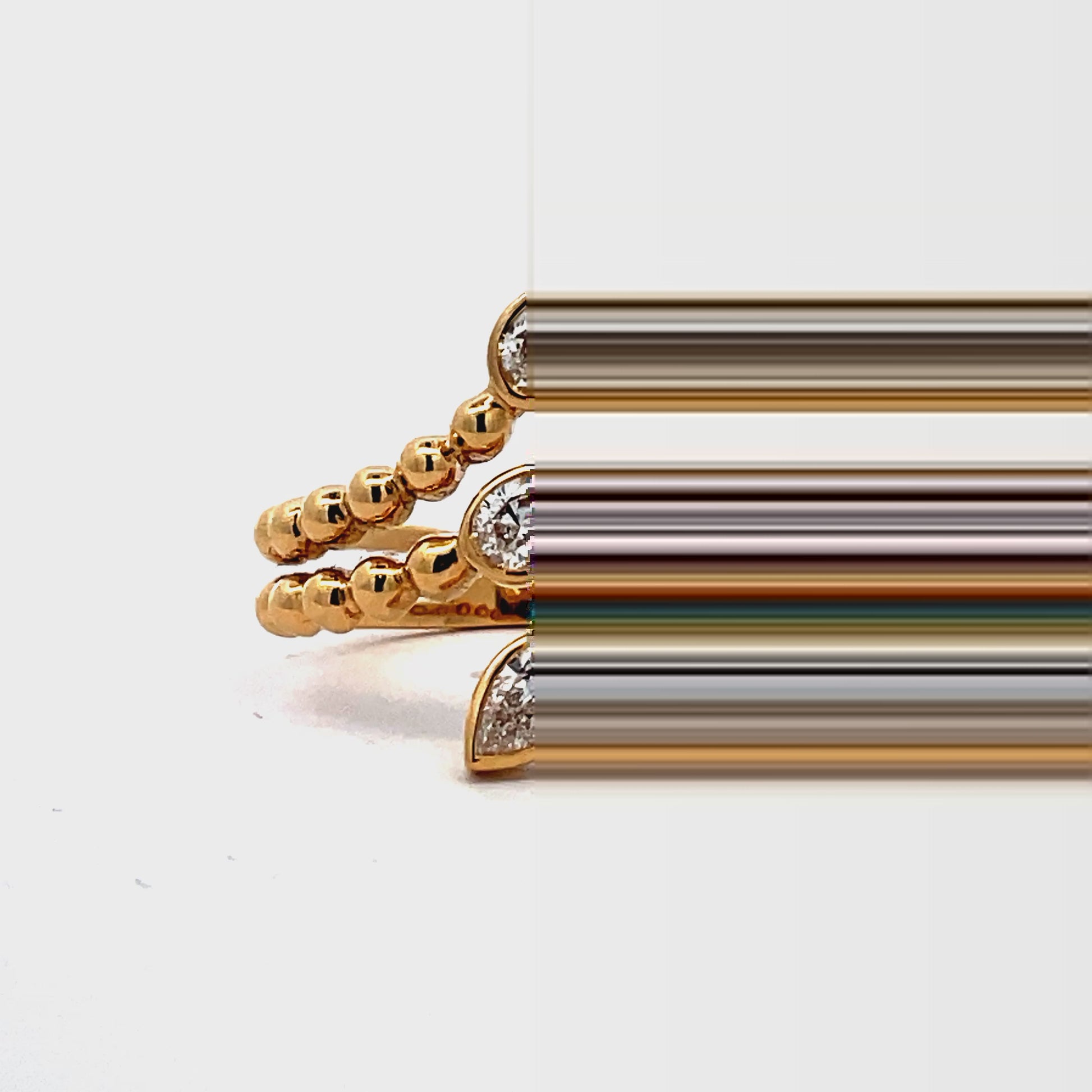 Try on video of 18k Yellow Gold Triple Pear Shape Layered Diamond Wrap Ring