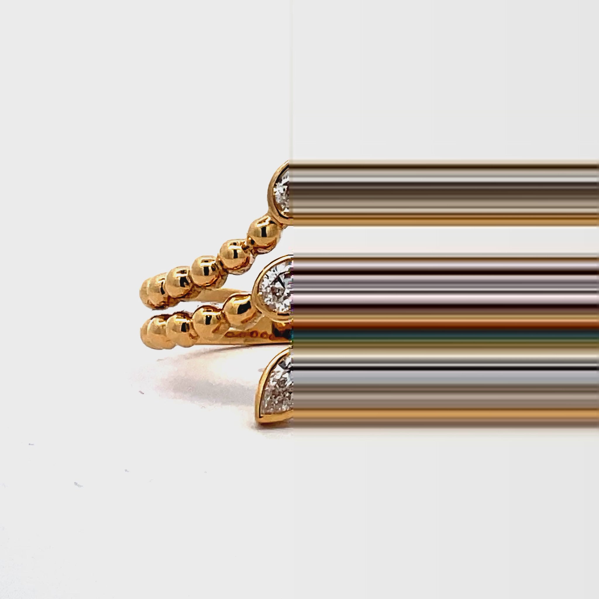 Try on video of 18k Yellow Gold Triple Pear Shape Layered Diamond Wrap Ring