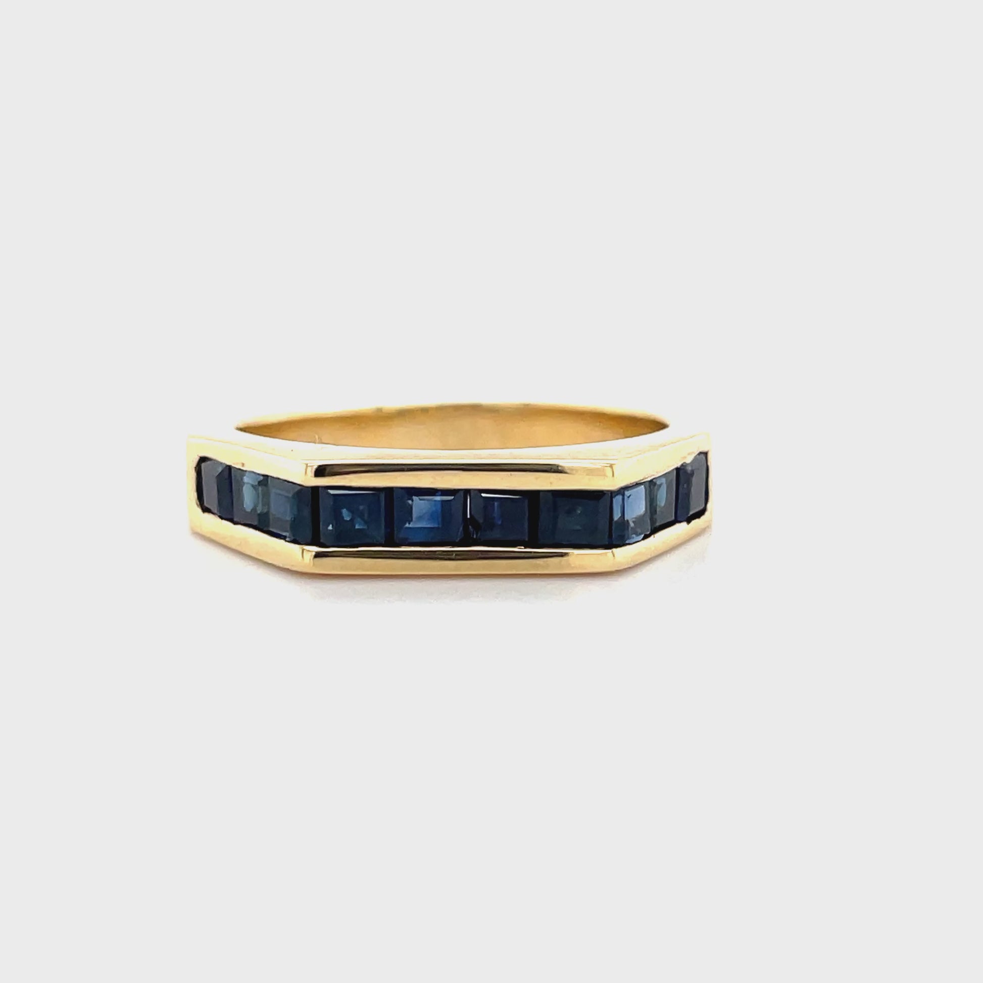 Try on video of 18k Yellow Gold Estate Stackable Sapphire Ring