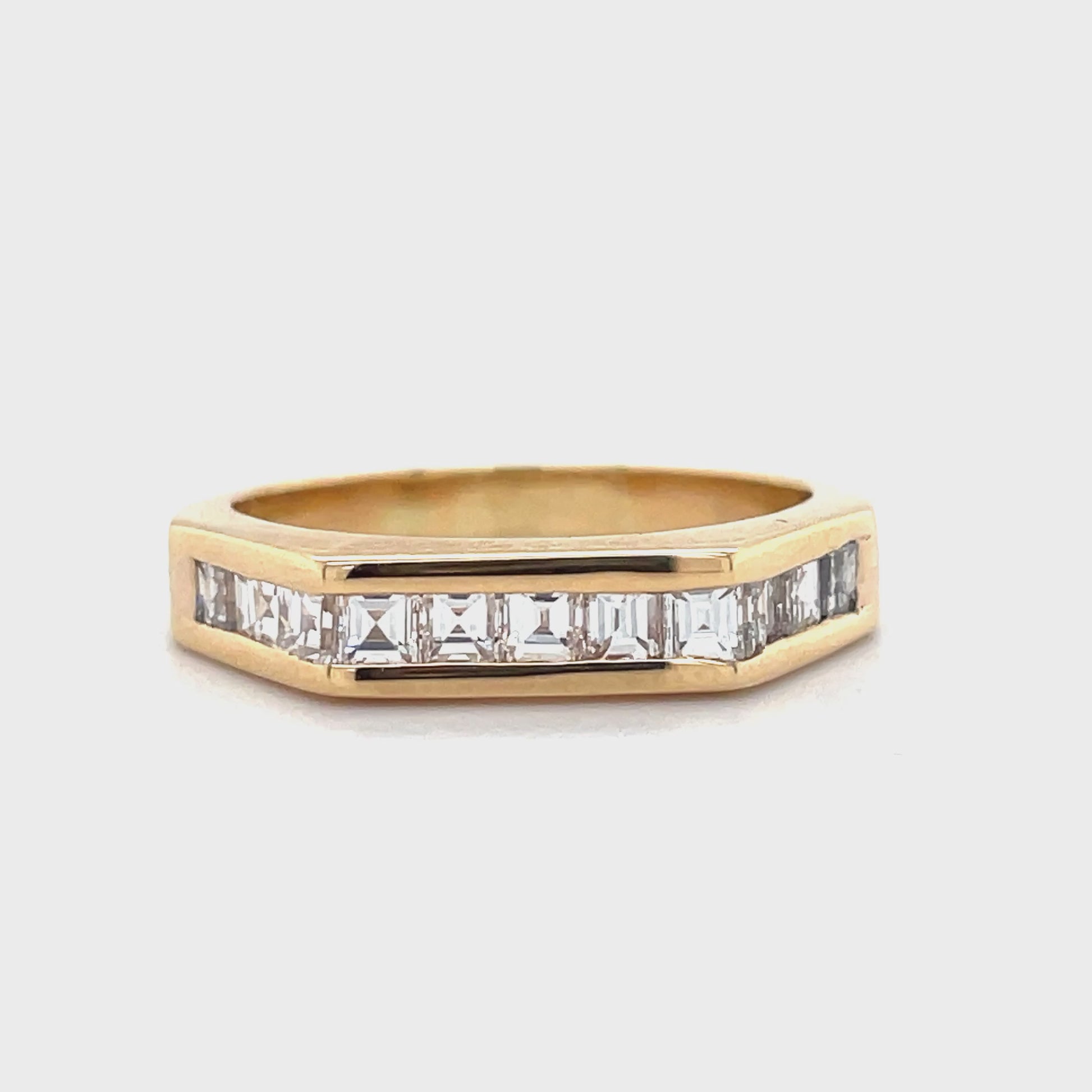 Try on video of 18k Yellow Gold Estate Stackable Diamond Ring
