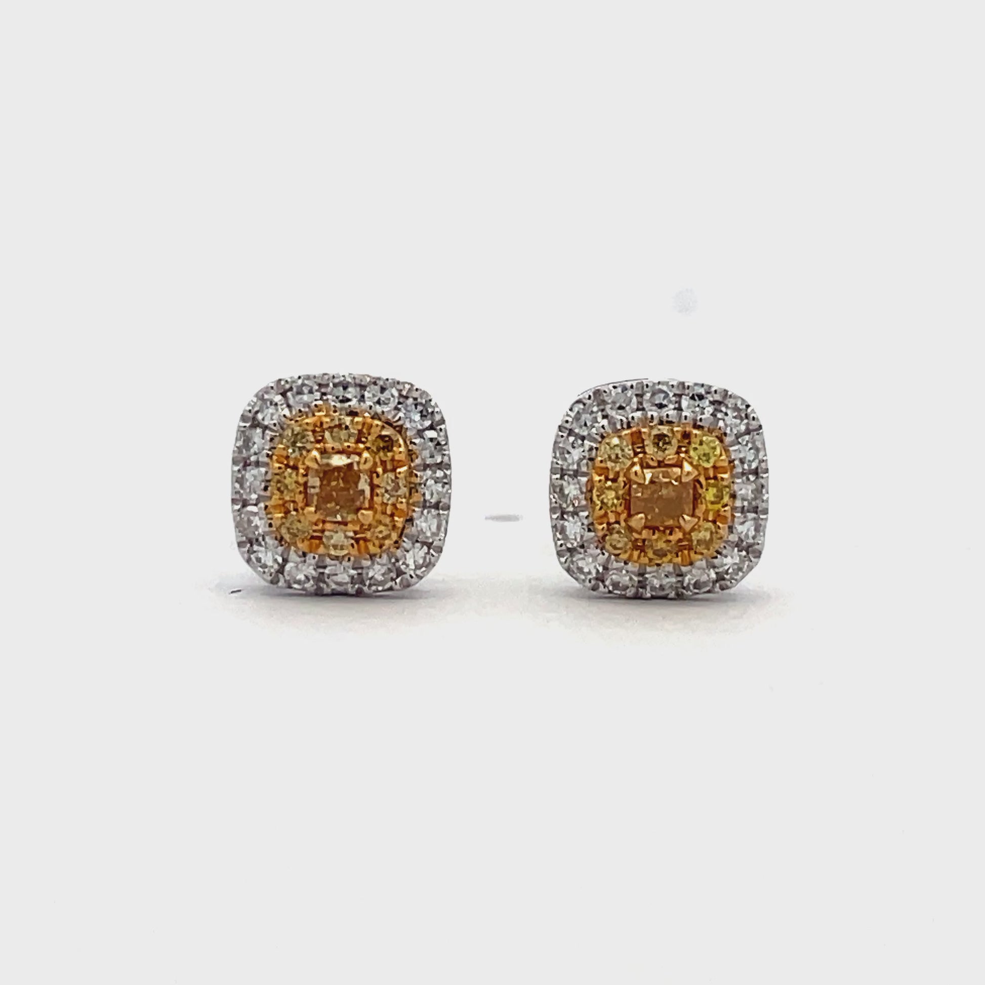Watch video of front view of Fancy Yellow Diamond Stud Earrings
