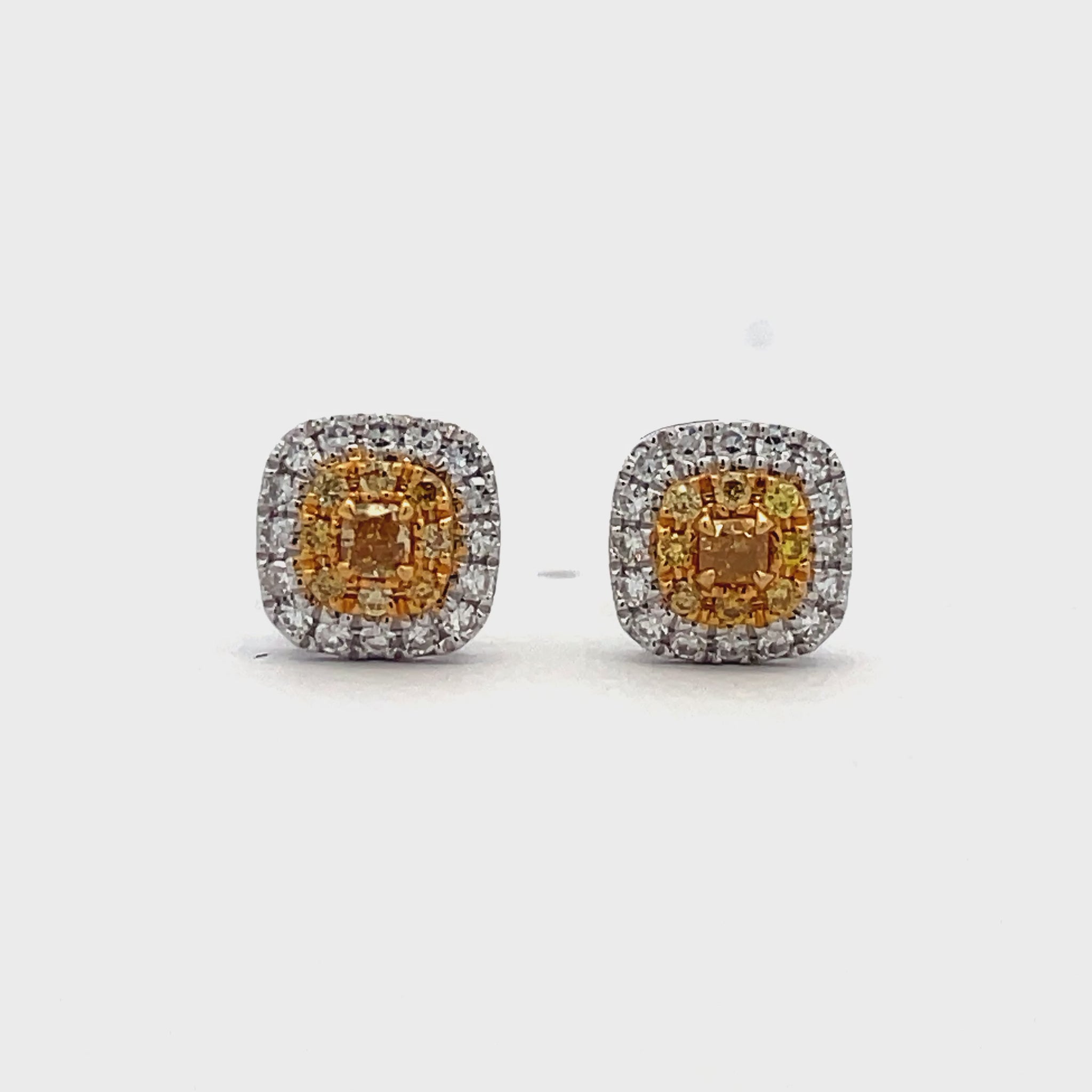 Watch video of front view of Fancy Yellow Diamond Stud Earrings