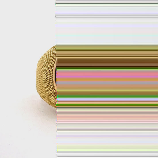 Try on view of 18k Yellow Gold Italian Made Woven Design Natural Coral Matte Finish Ring 