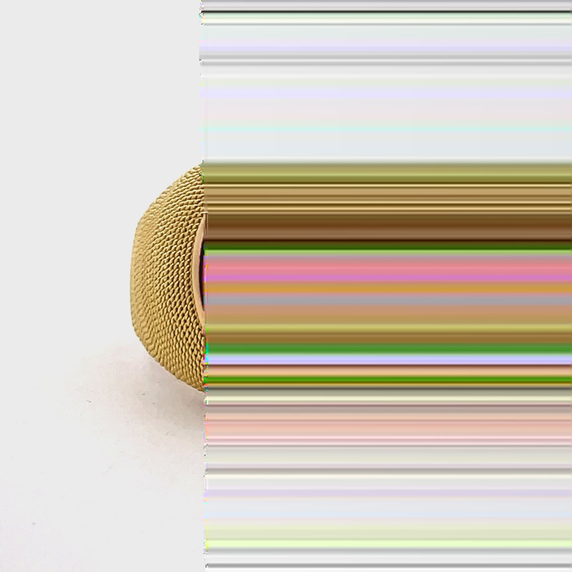 Try on view of 18k Yellow Gold Italian Made Woven Design Natural Coral Matte Finish Ring 