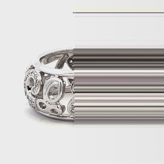 Try on video of 18k White Gold Wide Talisman Diamond Ring