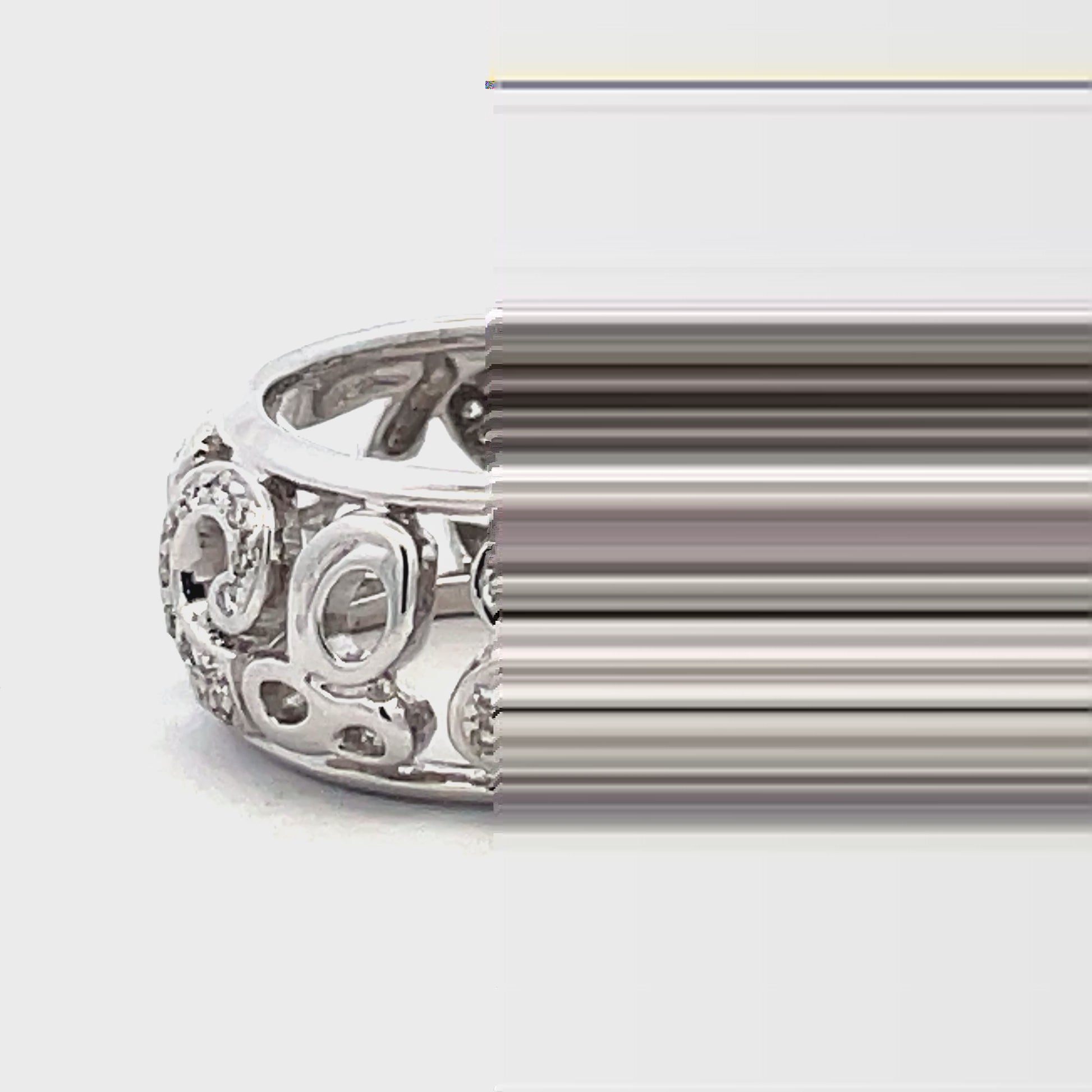 Try on video of 18k White Gold Wide Talisman Diamond Ring