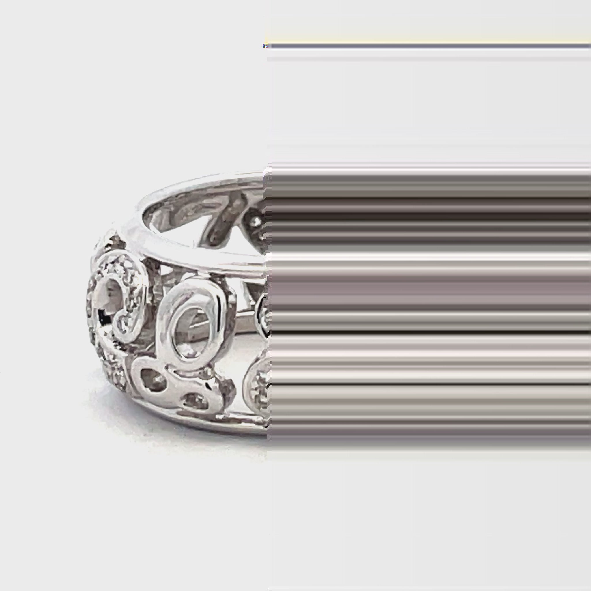 Try on video of 18k White Gold Wide Talisman Diamond Ring