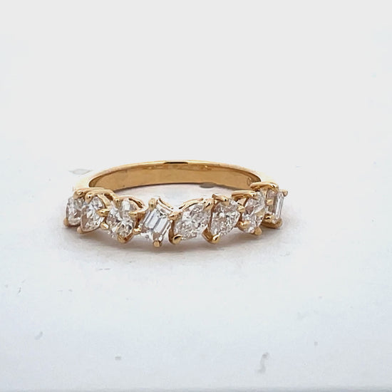 Try on view of 18k Yellow Gold Mix Cut Diamond Ring 1.12 cts