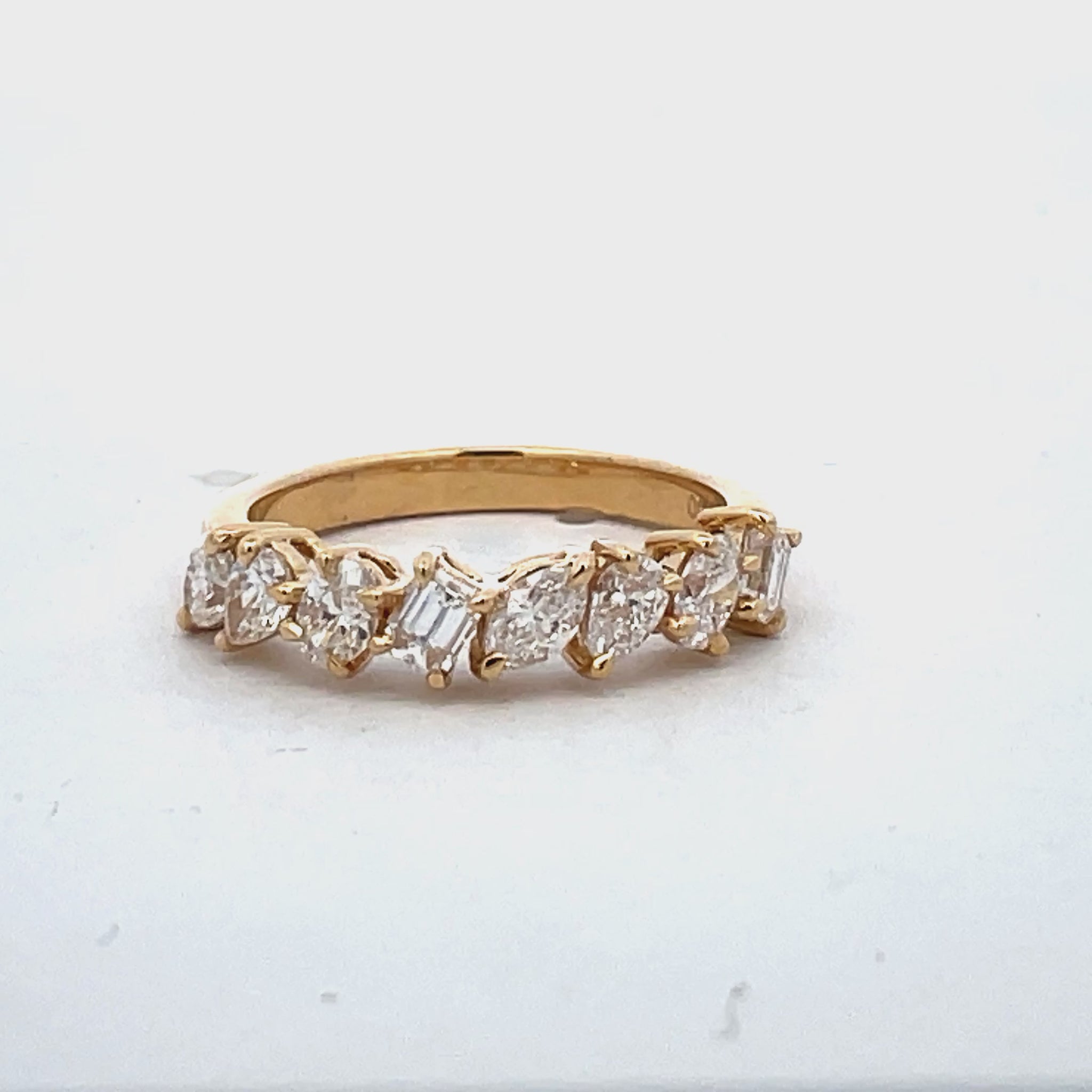 Try on view of 18k Yellow Gold Mix Cut Diamond Ring 1.12 cts