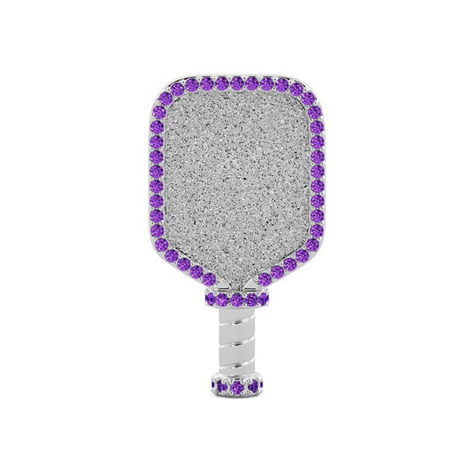 Front view of Pickleball Amethyst Pendant Silver Pendant Necklace