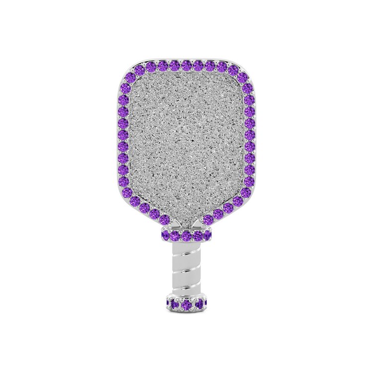 Show off your love of pickleball with this glamorous sterling silver pendant necklace. Perfectly cut, 0.82 cts of round Amethyst sparkle atop a rhodium-coated chain. With its timeless beauty, this piece is sure to be a favorite.