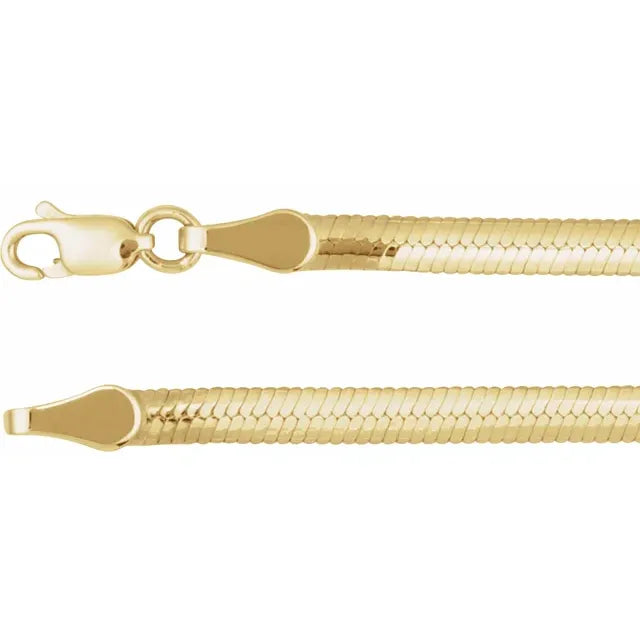 Top view of 14k Two Tone Gold Snake Link Necklace 16"