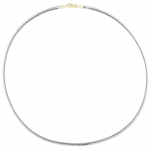 Top view of 14k Two Tone Gold Snake Link Necklace 16"