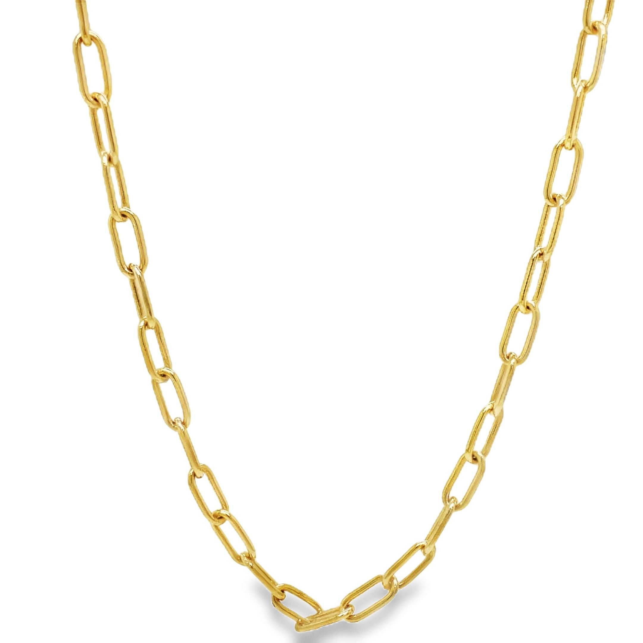 Add a touch of luxury to your wardrobe with our 14K Italian Solid Open Link Chain Necklace. Handcrafted in Italy with solid, open links, this 22" long necklace showcases the beauty of 14k yellow gold. Elegant and sophisticated, it weighs 16.89 grams, making it a beautiful accessory for any occasion.