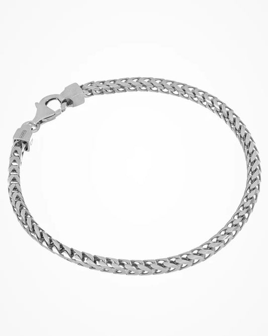 Top view of Italian Made Mens Rhodium Coated Sterling Silver Curb Link Bracelet