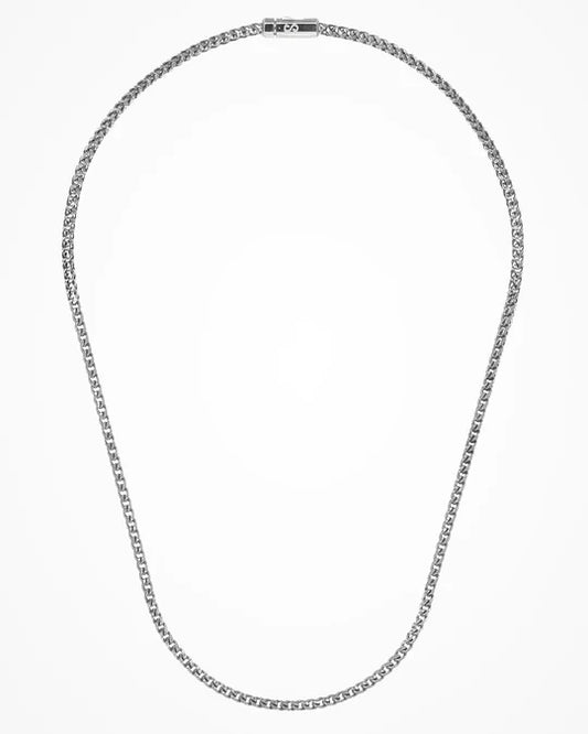 Front view of Italian Made Mens Rhodium Coated Sterling Silver Necklace