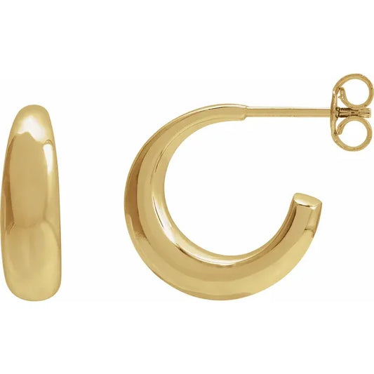 Front and side view of 14k Yellow Gold  Hoops Earrings 4.50 mm