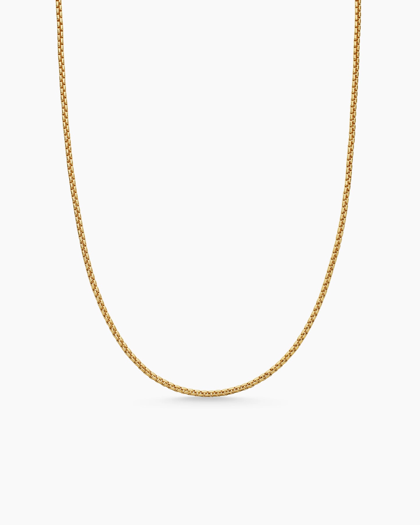 Front view of 14K Solid Gold Round Box Chain Link Necklace 22"