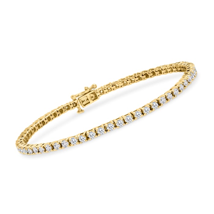 Top view Diamond Line Tennis Bracelet 1.00 cts set in Yellow Gold