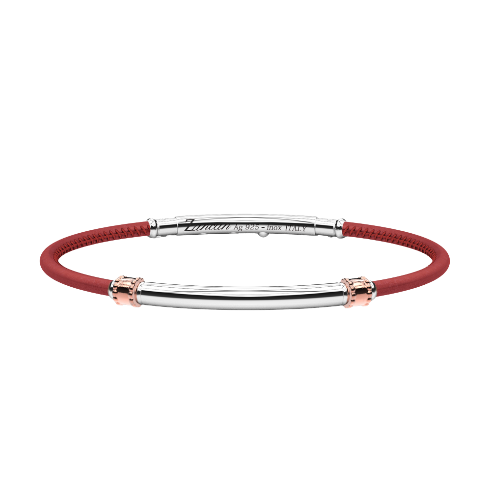 Zancan Sterling Silver Red Leather Bracelet