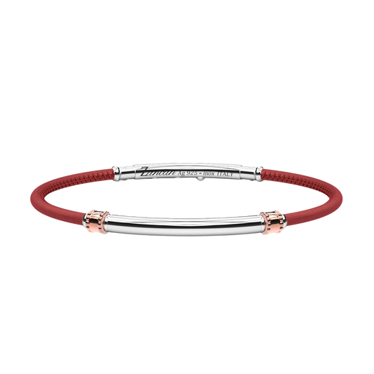Zancan Sterling Silver Red Leather Bracelet