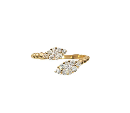 Fashion twin ring set in 18k yellow gold with diamonds 0.50 cts